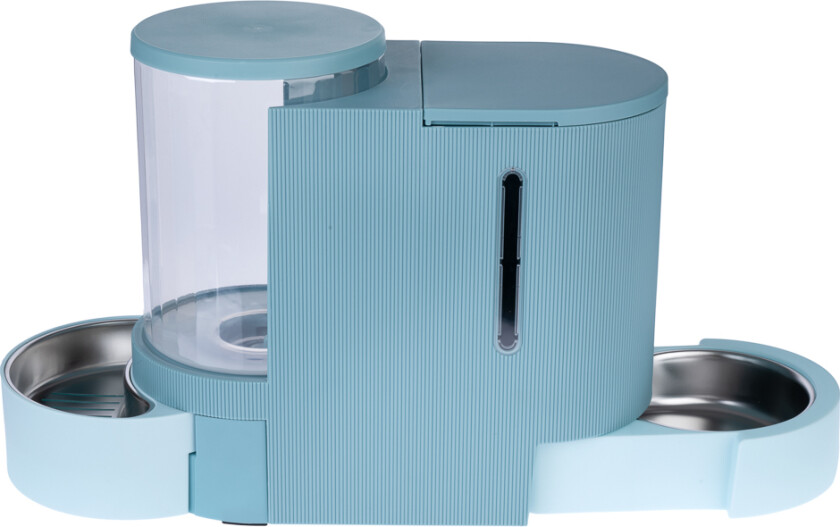 fôr- og vanndispenser, lyseblå - opptil 2,65 kg tørrfor & 6 L vann