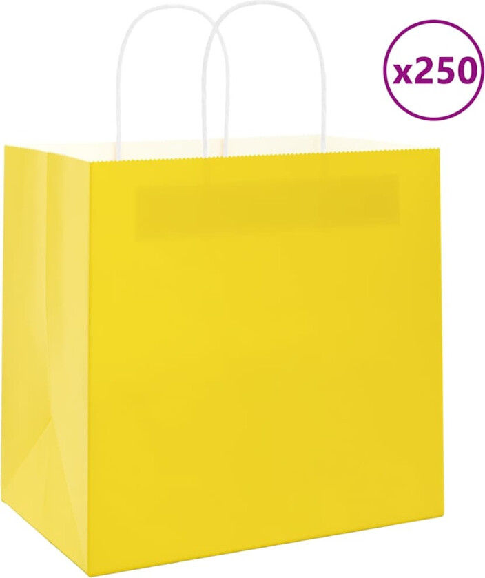 Bilde av Kraftpapirposer 250 stk med håndtak gul 26x17x25 cm