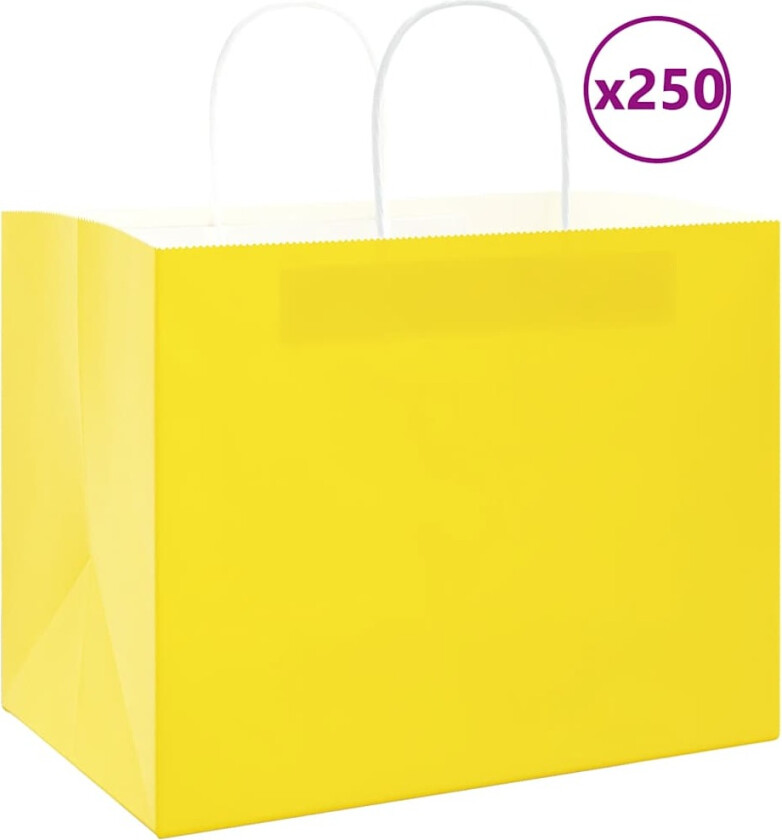 Bilde av Kraftpapirposer 250 stk med håndtak gul 32x22x24 cm