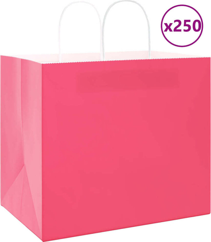 Bilde av Kraftpapirposer 250 stk med håndtak rosa 32x22x28 cm
