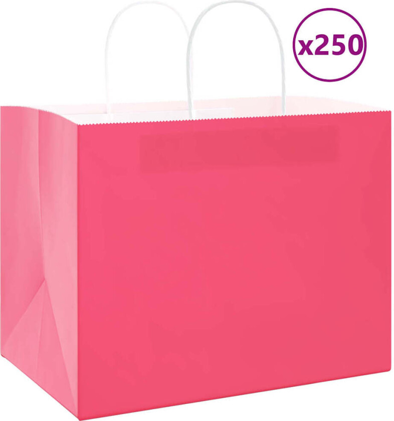 Bilde av Kraftpapirposer 250 stk med håndtak rosa 32x22x24 cm
