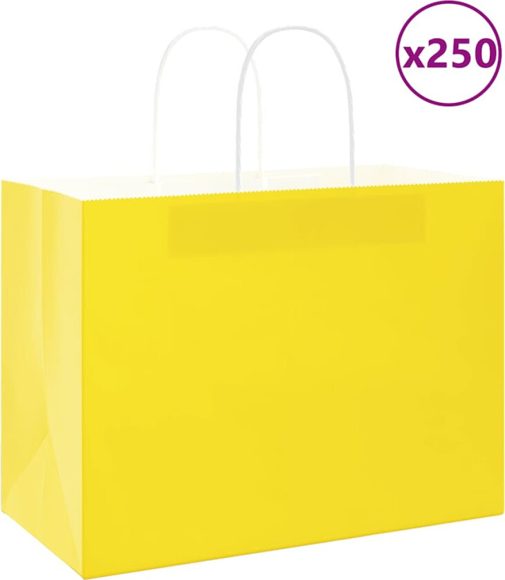 Bilde av Kraftpapirposer 250 stk med håndtak gul 32x17x25 cm