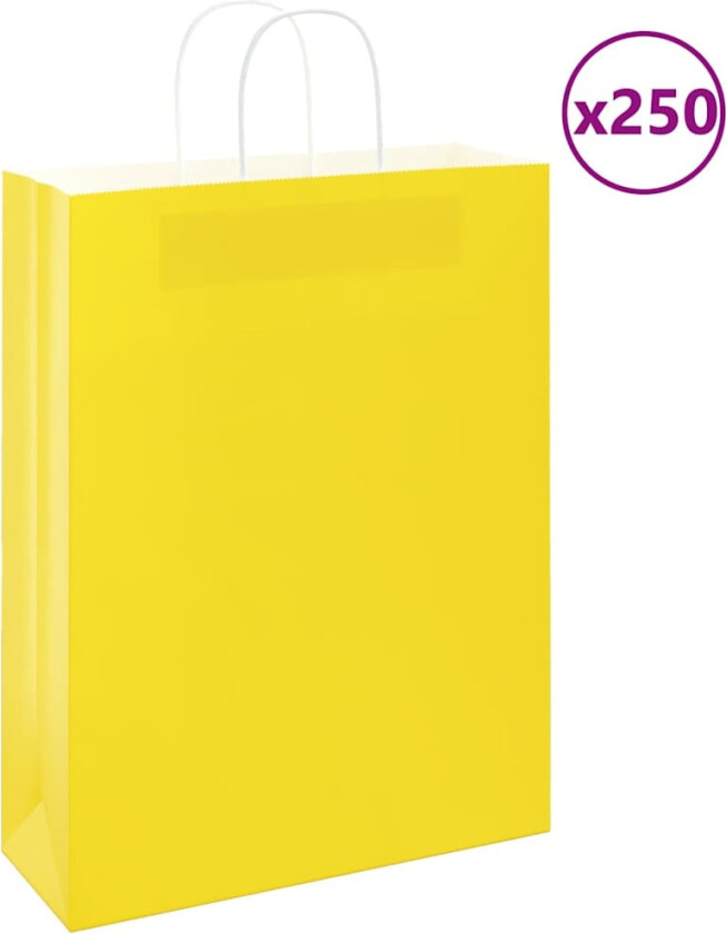 Bilde av Kraftpapirposer 250 stk med håndtak gul 32x12x42 cm