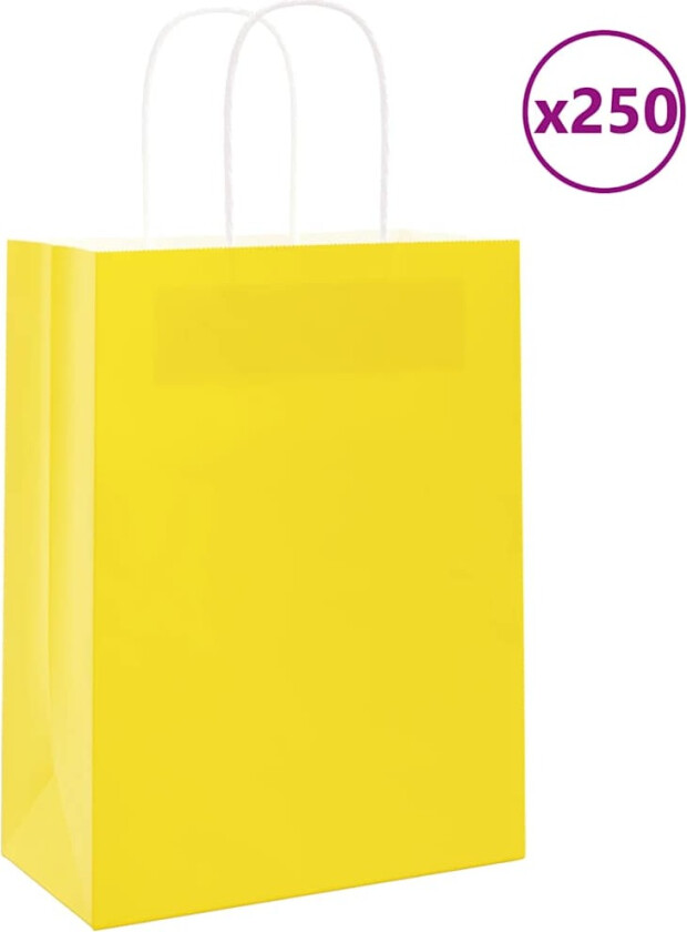 Bilde av Kraftpapirposer 250 stk med håndtak gul 21x11x28 cm