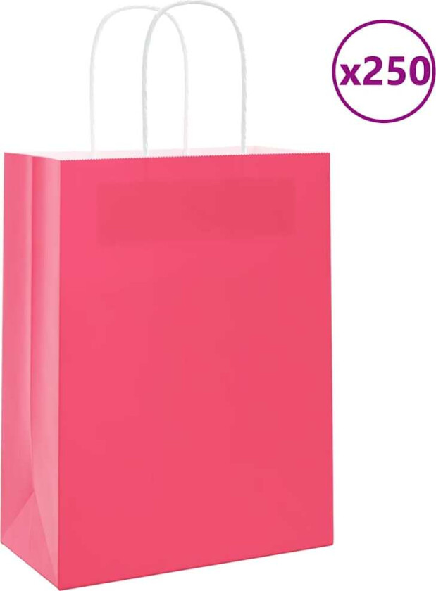 Bilde av Kraftpapirposer 250 stk med håndtak rosa 21x11x28 cm