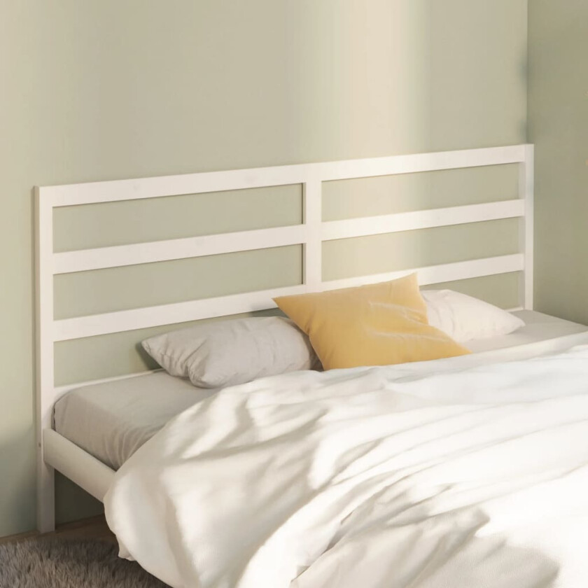 Sengegavl hvit 206x4x100 cm heltre furu