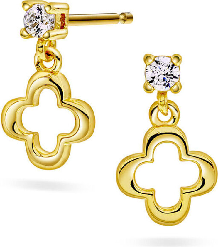 Bilde av , Øredobber til barn i 925 forgylt sølv med hvit zirkonia