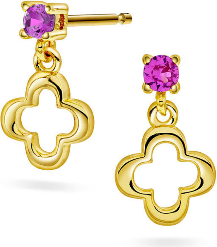 Bilde av , Øredobber til barn i 925 forgylt sølv med rosa zirkonia