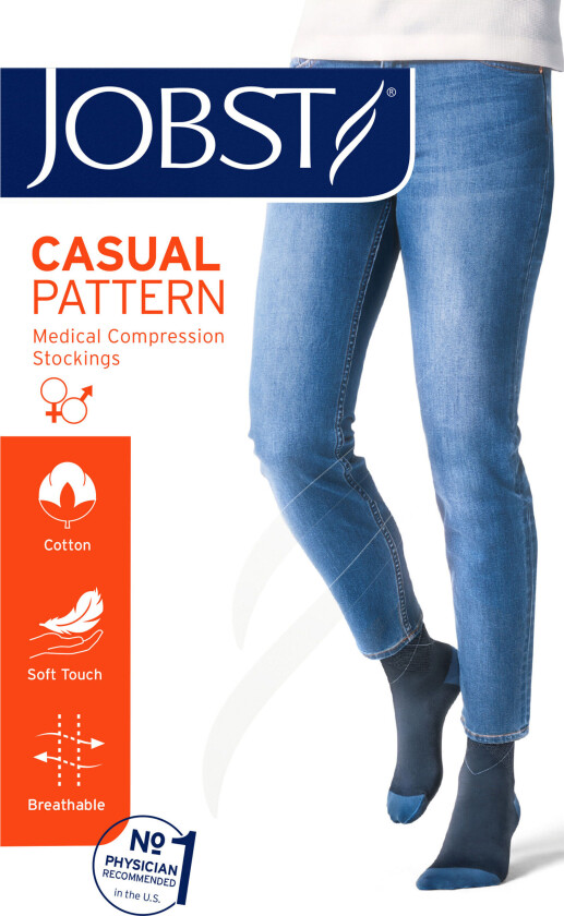 Casual Pattern Knestrømpe Klasse 1, Medium, grå, 1 par