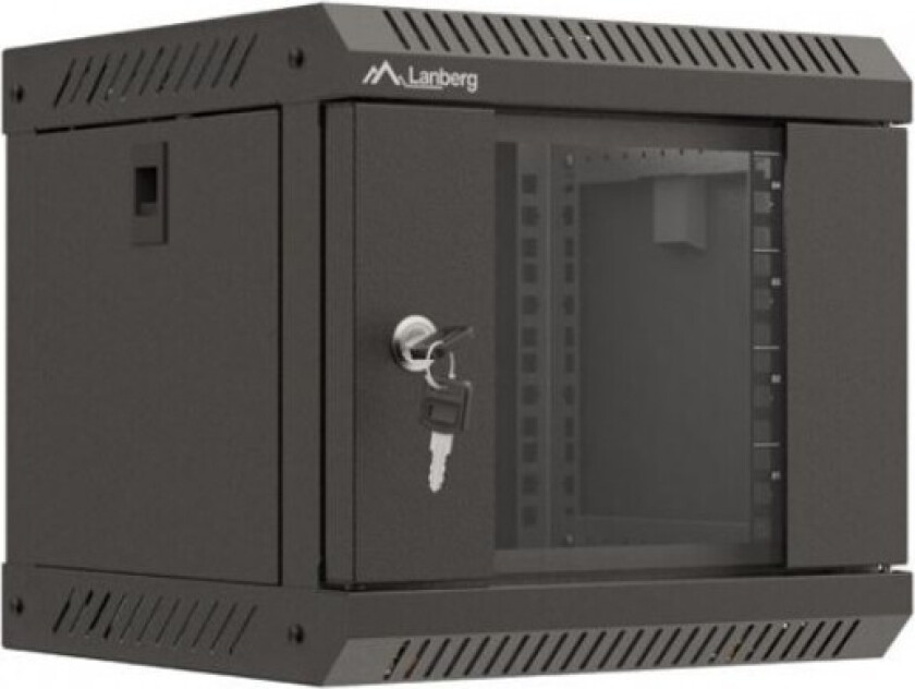 Hengestatt Installasjonskap 10" 4U 300X300 Svart Glasert Dør Lanberg (Flat Pakke)