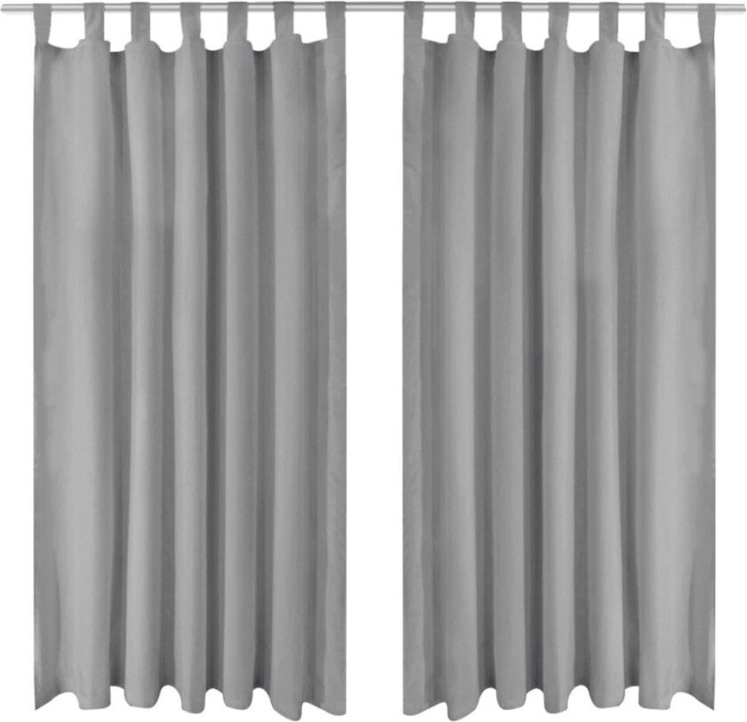 Mikrosateng gardiner med hemper 2 stk 140x245 cm grå