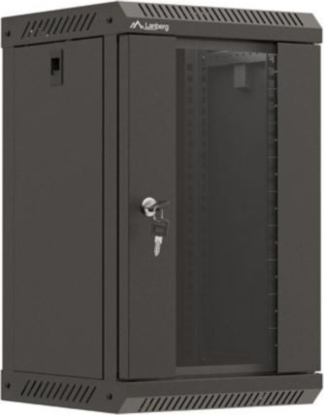 Hengestatt Installasjonskap 10" 9U 300X300 Svart Glasert Dør Lanberg (Flat Pakke)