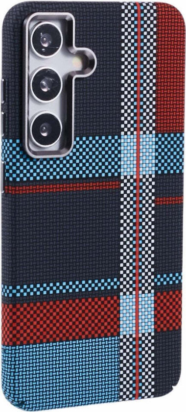 Mønstret Carbon Deksel - Samsung Galaxy S24 - MagSafe Kompatibel - Dark Checkered Pattern