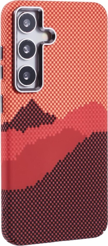 Mønstret Carbon Deksel - Samsung Galaxy S24 - MagSafe Kompatibel - Orange Peak