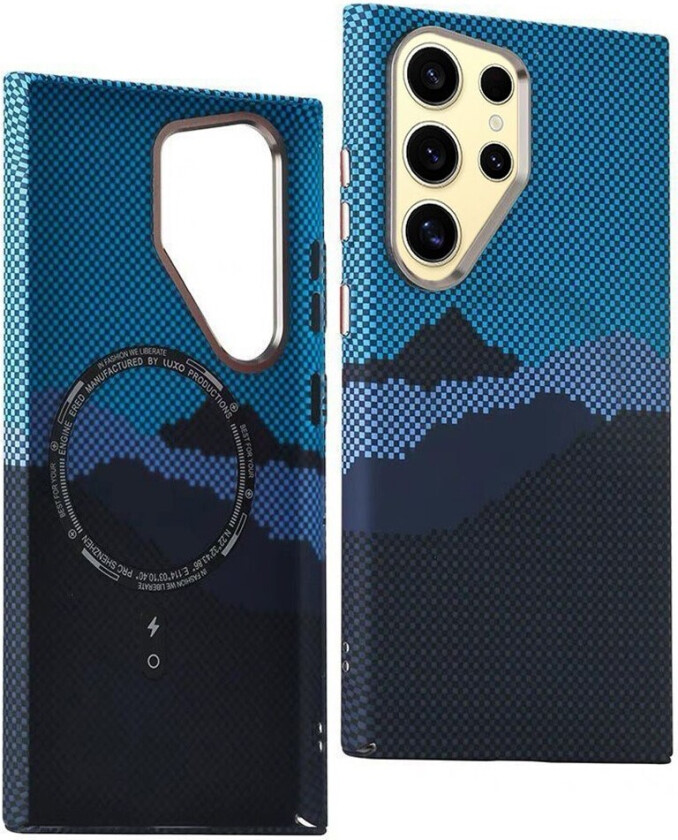 Mønstret Carbon Deksel - Samsung Galaxy S24 Ultra - MagSafe Kompatibel - Blue Peak