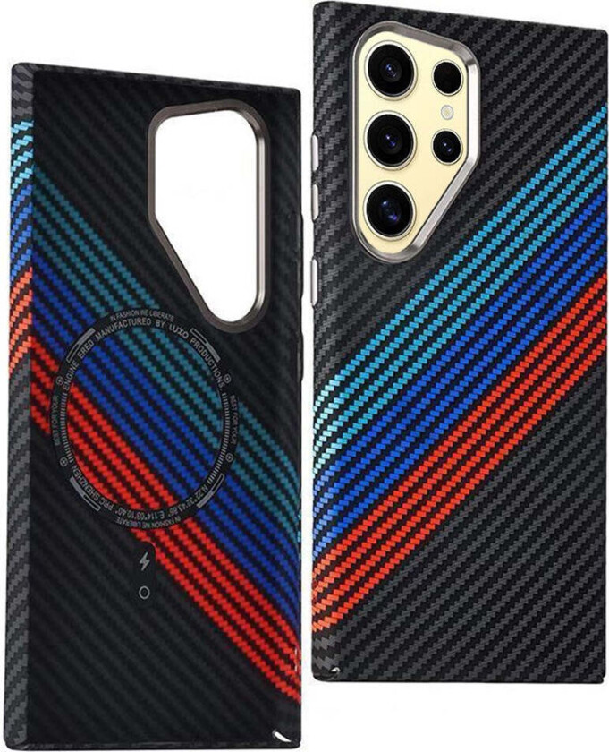 Mønstret Carbon Deksel - Samsung Galaxy S23 Ultra - MagSafe Kompatibel - Colorful Stripes