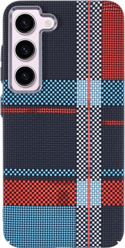 Mønstret Carbon Deksel - Samsung Galaxy S23 - MagSafe Kompatibel - Dark Checkered Pattern