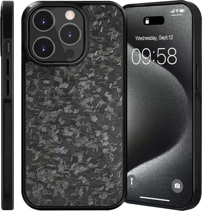 iPhone 14 Pro Deksel i Aramidfiber og Myk Plast - Svart