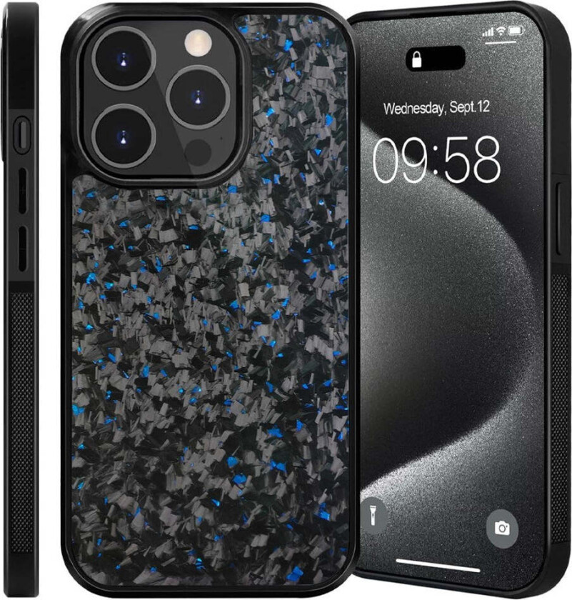 iPhone 14 Pro Deksel i Aramidfiber og Myk Plast - Blå