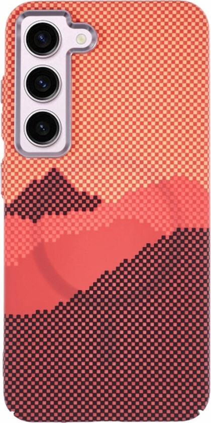 Mønstret Carbon Deksel - Samsung Galaxy S23 - MagSafe Kompatibel - Orange Peak