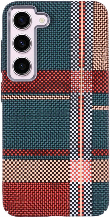 Mønstret Carbon Deksel - Samsung Galaxy S23 - MagSafe Kompatibel - Light Checkered Pattern