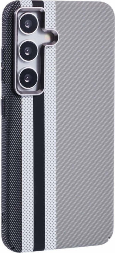 Mønstret Carbon Deksel - Samsung Galaxy S24 - MagSafe Kompatibel - Grey Stripes
