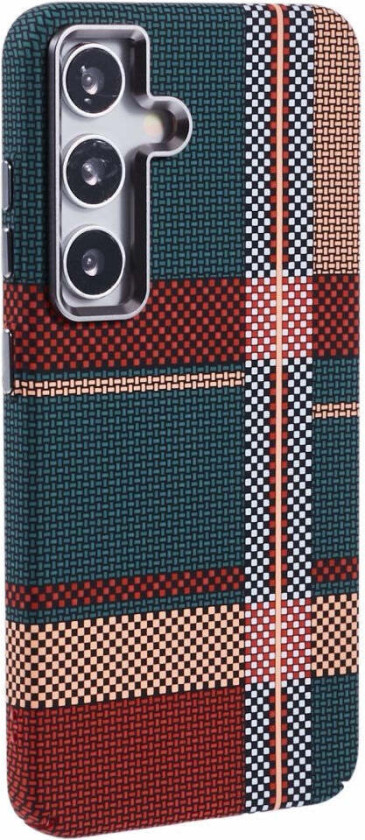 Mønstret Carbon Deksel - Samsung Galaxy S24 - MagSafe Kompatibel - Light Checkered Pattern