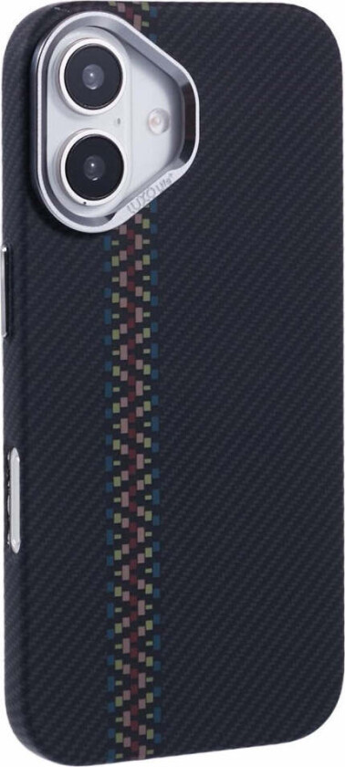 Mønstret Carbon Deksel - iPhone 16 - MagSafe Kompatibel - Dark ZigZag Pattern