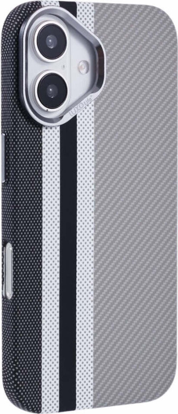 Mønstret Carbon Deksel - iPhone 16 - MagSafe Kompatibel - Grey Stripes