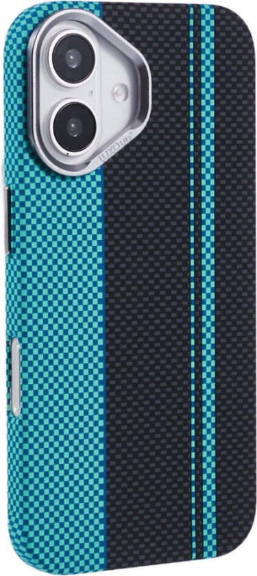 Mønstret Carbon Deksel - iPhone 16 - MagSafe Kompatibel - Blue/Black