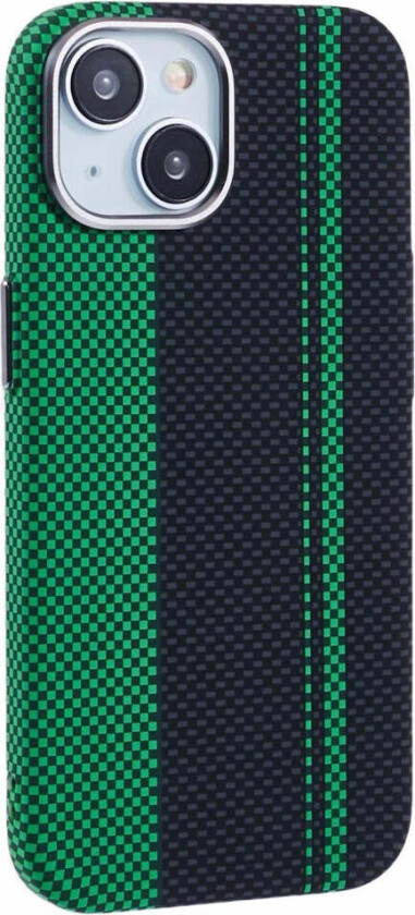 Mønstret Carbon Deksel - iPhone 14 - MagSafe Kompatibel - Green/Black