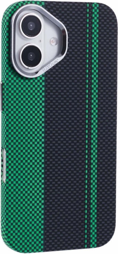 Mønstret Carbon Deksel - iPhone 16 - MagSafe Kompatibel - Green/Black