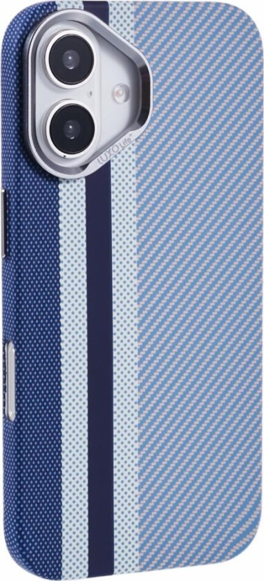 Mønstret Carbon Deksel - iPhone 16 - MagSafe Kompatibel - Blue Stripes