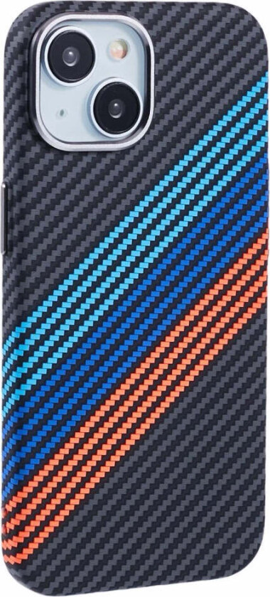 Mønstret Carbon Deksel - iPhone 14 - MagSafe Kompatibel - Colorful Stripes