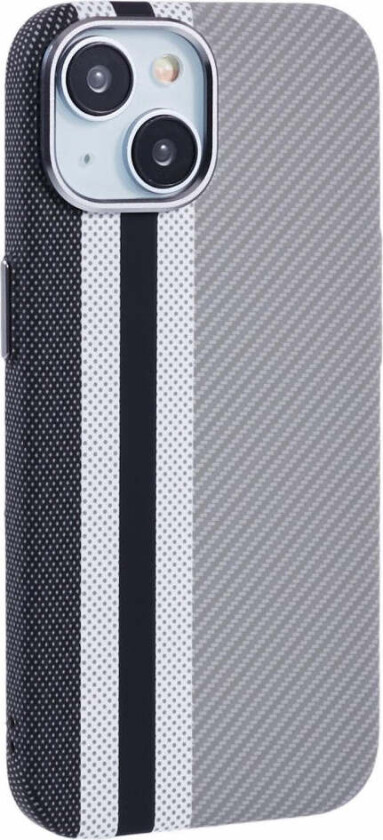 Mønstret Carbon Deksel - iPhone 14 - MagSafe Kompatibel - Grey Stripes