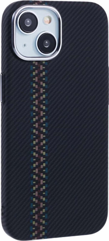 Mønstret Carbon Deksel - iPhone 15 - MagSafe Kompatibel - Dark ZigZag Pattern