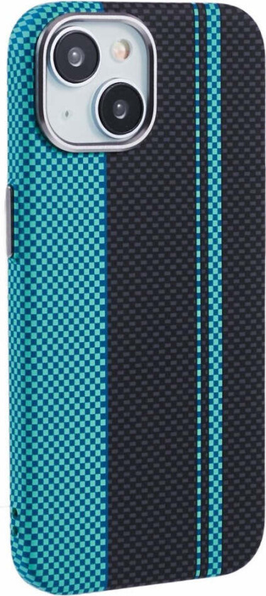 Mønstret Carbon Deksel - iPhone 14 - MagSafe Kompatibel - Blue/Black