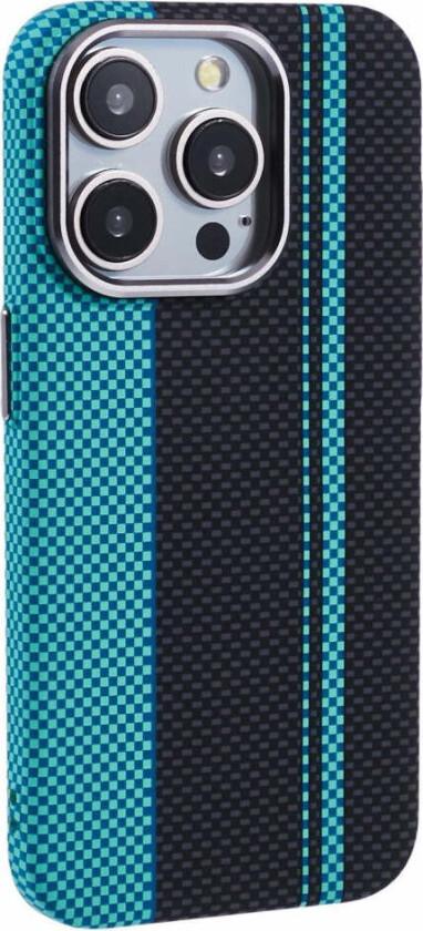 Mønstret Carbon Deksel - iPhone 15 Pro - MagSafe Kompatibel - Blue/Black