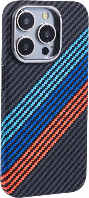 Mønstret Carbon Deksel - iPhone 13 Pro - MagSafe Kompatibel - Colorful Stripes