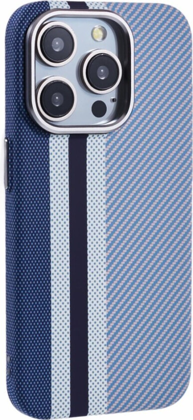 Mønstret Carbon Deksel - iPhone 13 Pro - MagSafe Kompatibel - Blue Stripes