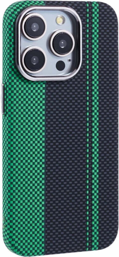 Mønstret Carbon Deksel - iPhone 15 Pro - MagSafe Kompatibel - Green/Black