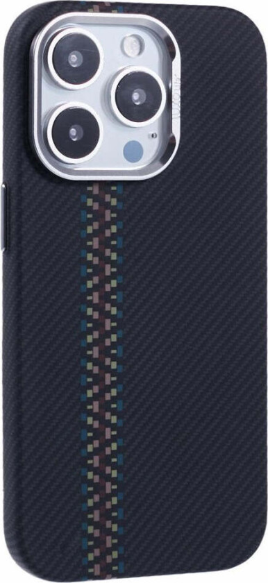 Mønstret Carbon Deksel - iPhone 15 Pro - MagSafe Kompatibel - Dark ZigZag Pattern