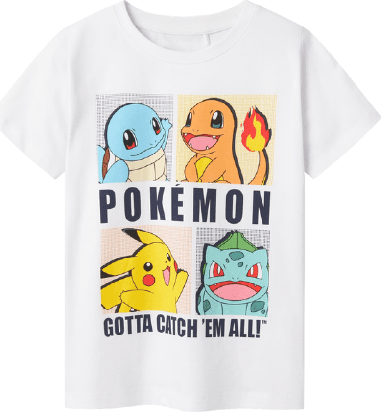 Name It Nkmdazz Pokémon t-skjorte til barn, Bright White