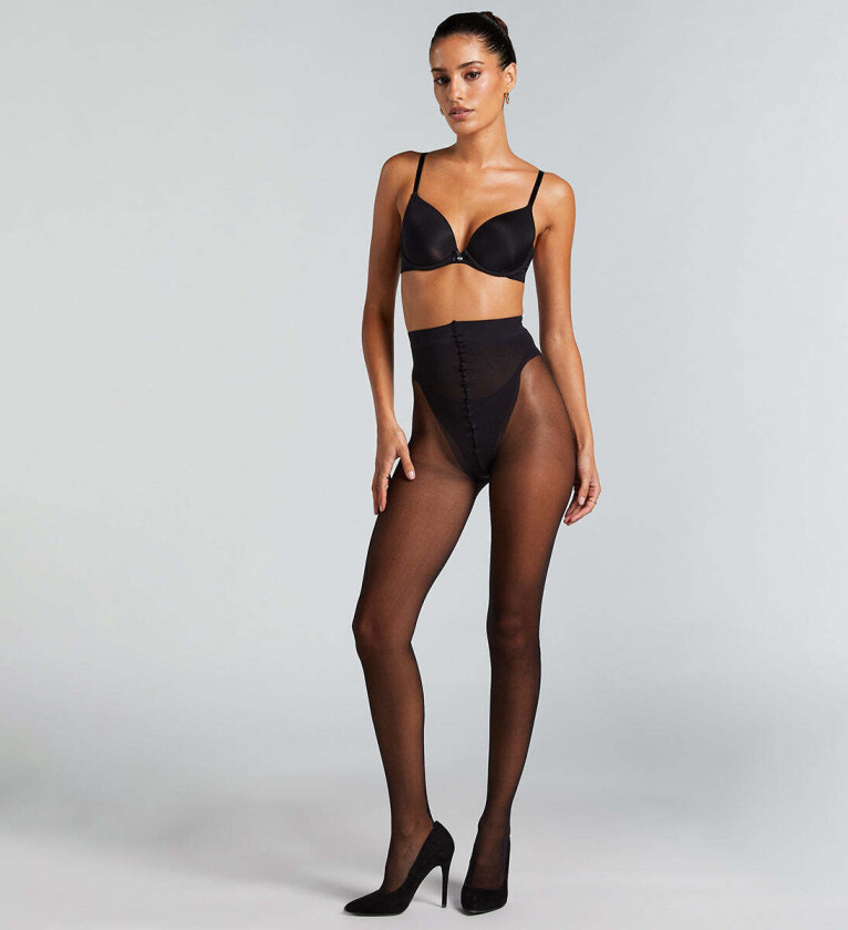 Back Lace strømpebukser, svart, Størrelse: L/XL, Kvinner