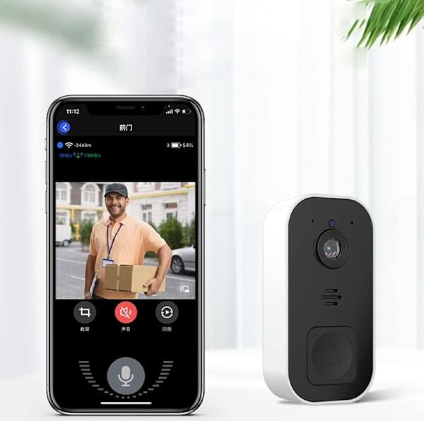 Trådløs dørklokke med kamera Wifi videodørklokke med innendørs klokke 720P Vanntett med kamera Trådløs, lyd, hjemalarm Ring Intercom