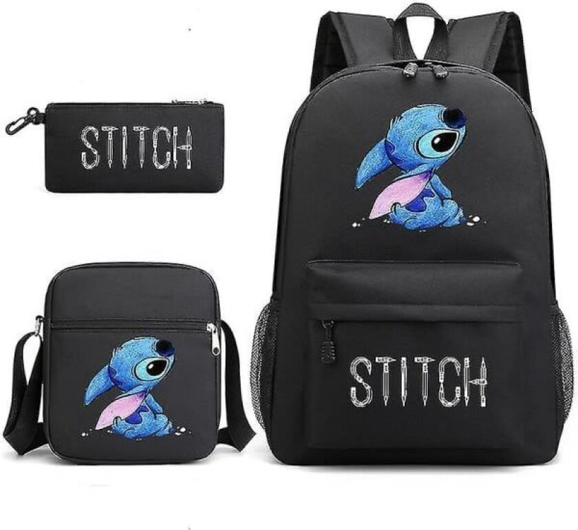 Lilo & Stitch Ryggsekk Sett skolesekk. . - Perfekt svart