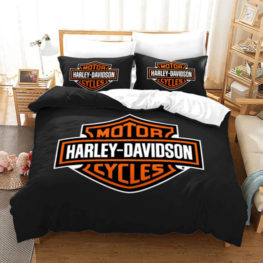 Hd-10 3d trykt Harley Davidson motorsykler 2/3 stk Sengesett Dynetrekk Dynetrekk Putetrekk AU DOUBLE 180x210cm