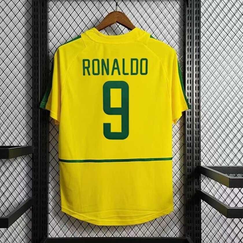 2002 VM-Brasil Hjemmedrakt 9Ronaldo minneutgave for fans L(175-180cm)