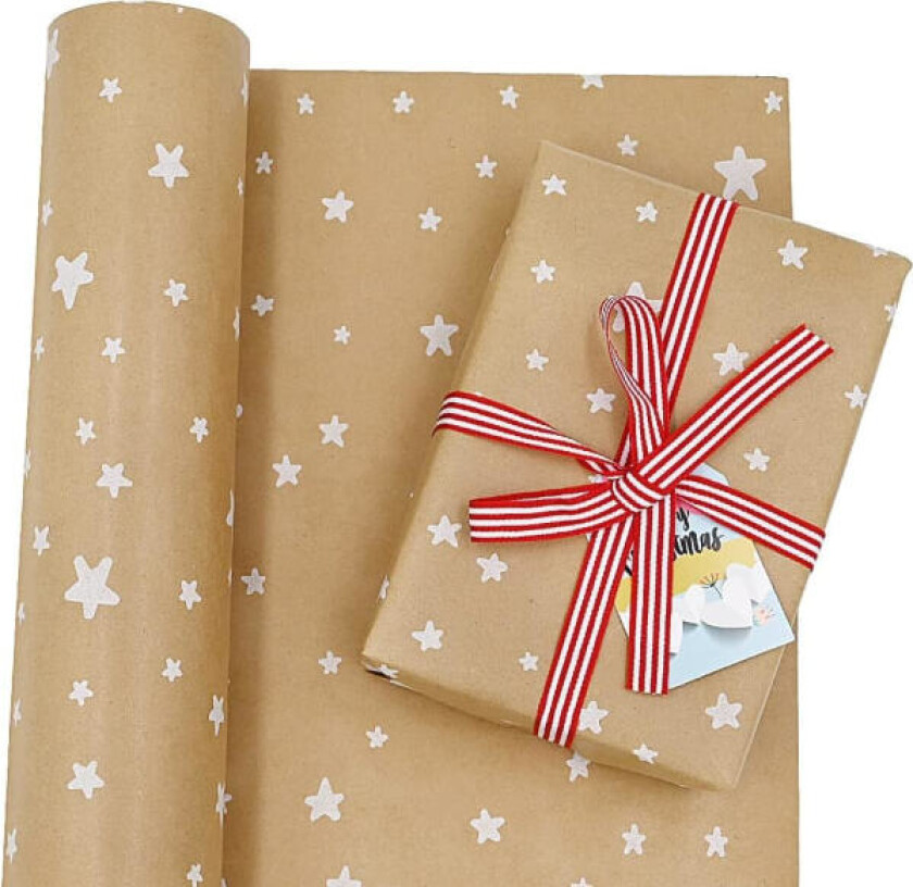 43cmx15M Rullpakke Julegavepapir, Kraftpapir med Juletre Gjenbrukbar Gavepapir
