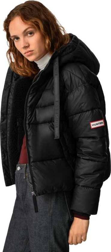 Hunter Women's Intrepid Insulated Webbing Short Puffer Jacket L, Hunter Logo Black